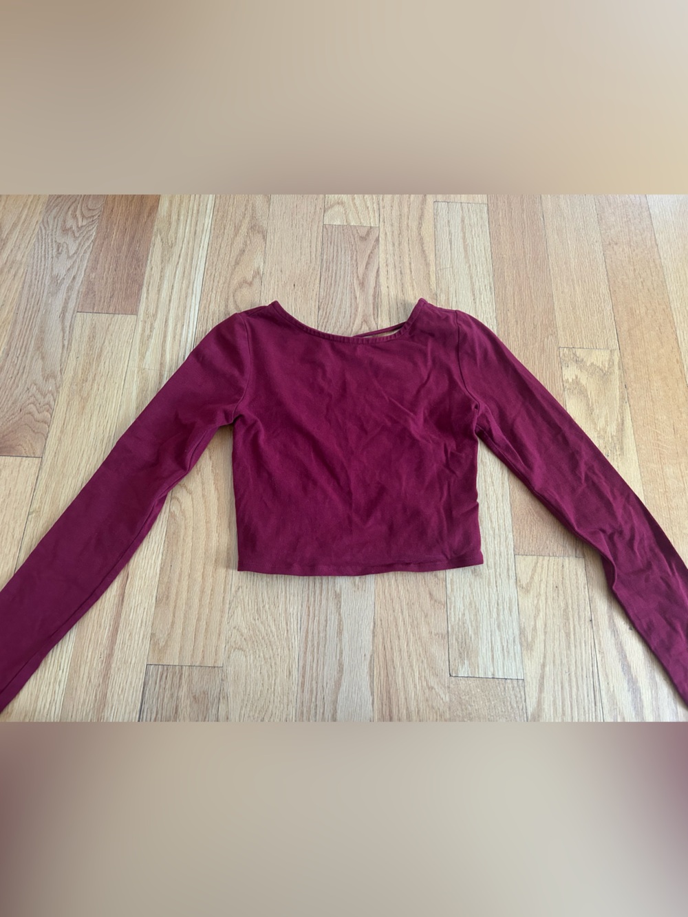 Cropped Long Sleeve Maroon Top